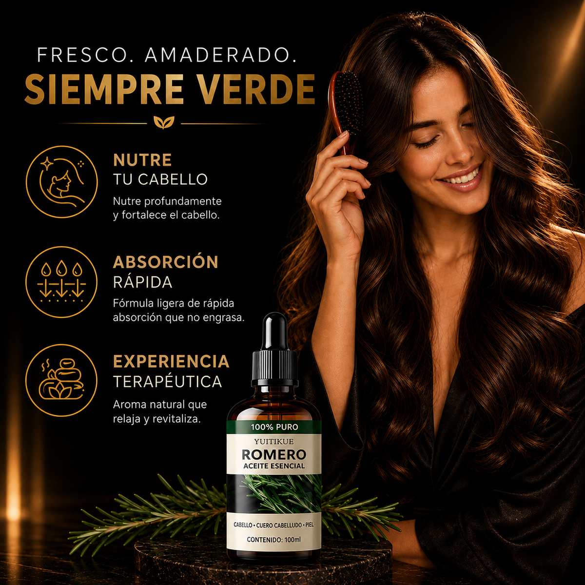 Aceite Capilar Natural de Romero – Nutrición, Brillo y Volumen