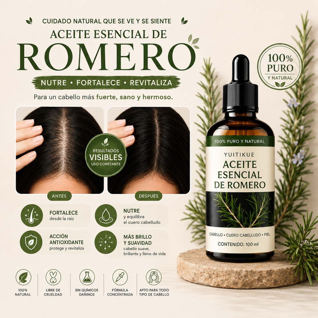 Aceite Capilar Natural de Romero – Nutrición, Brillo y Volumen