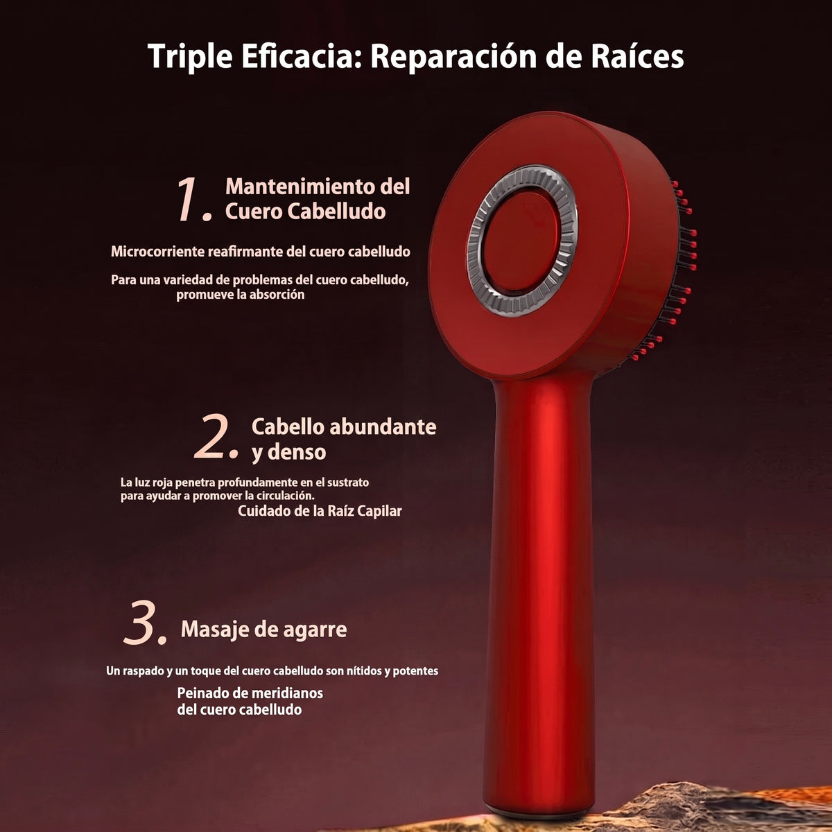 Masajeador Capilar con Terapia de Luz Roja y Depósito para Sérum