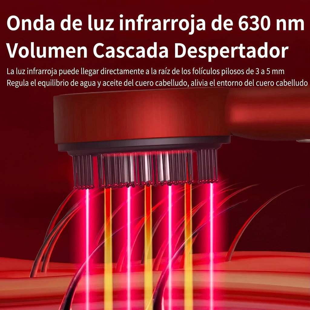 Masajeador Capilar con Terapia de Luz Roja y Depósito para Sérum