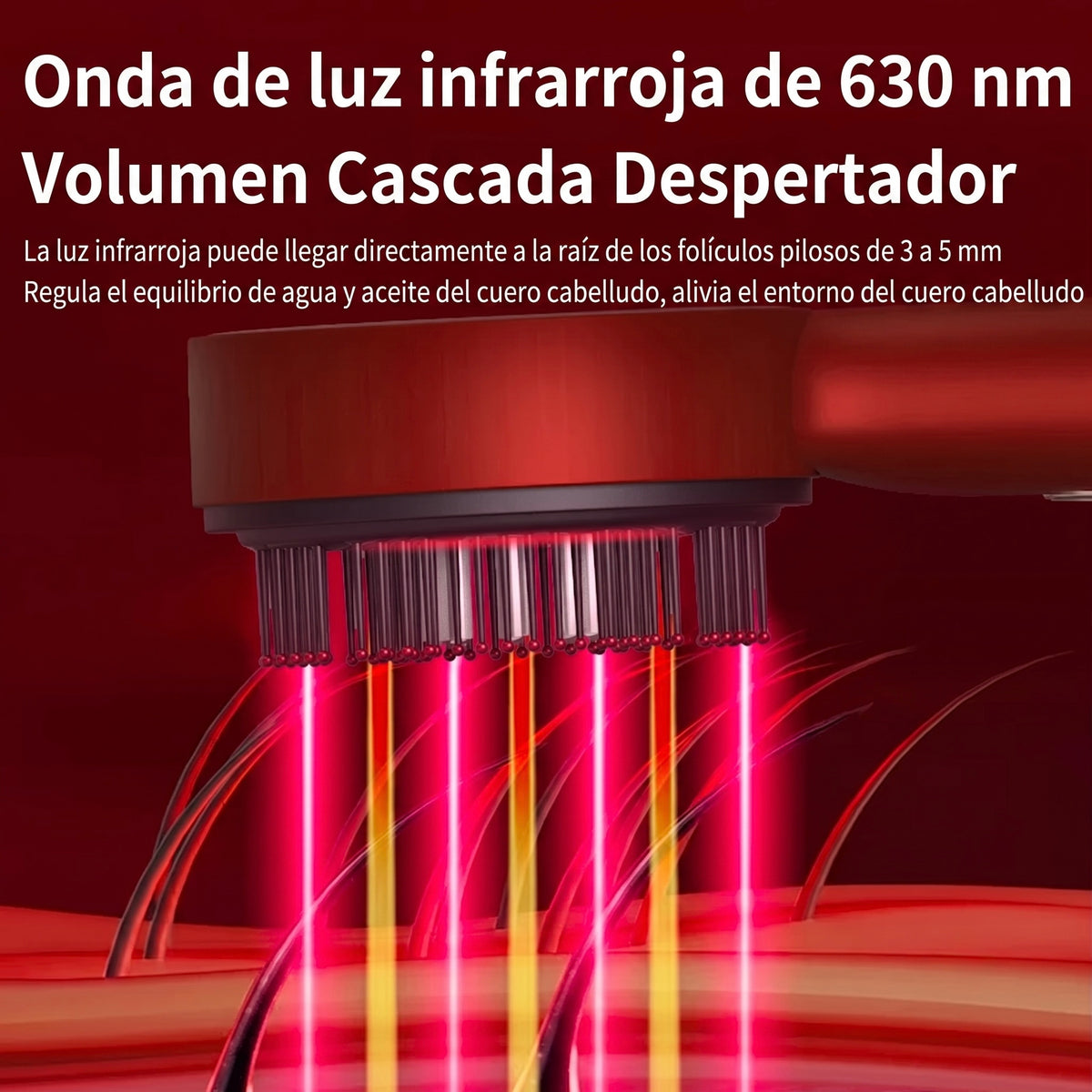 Masajeador Capilar con Terapia de Luz Roja y Depósito para Sérum